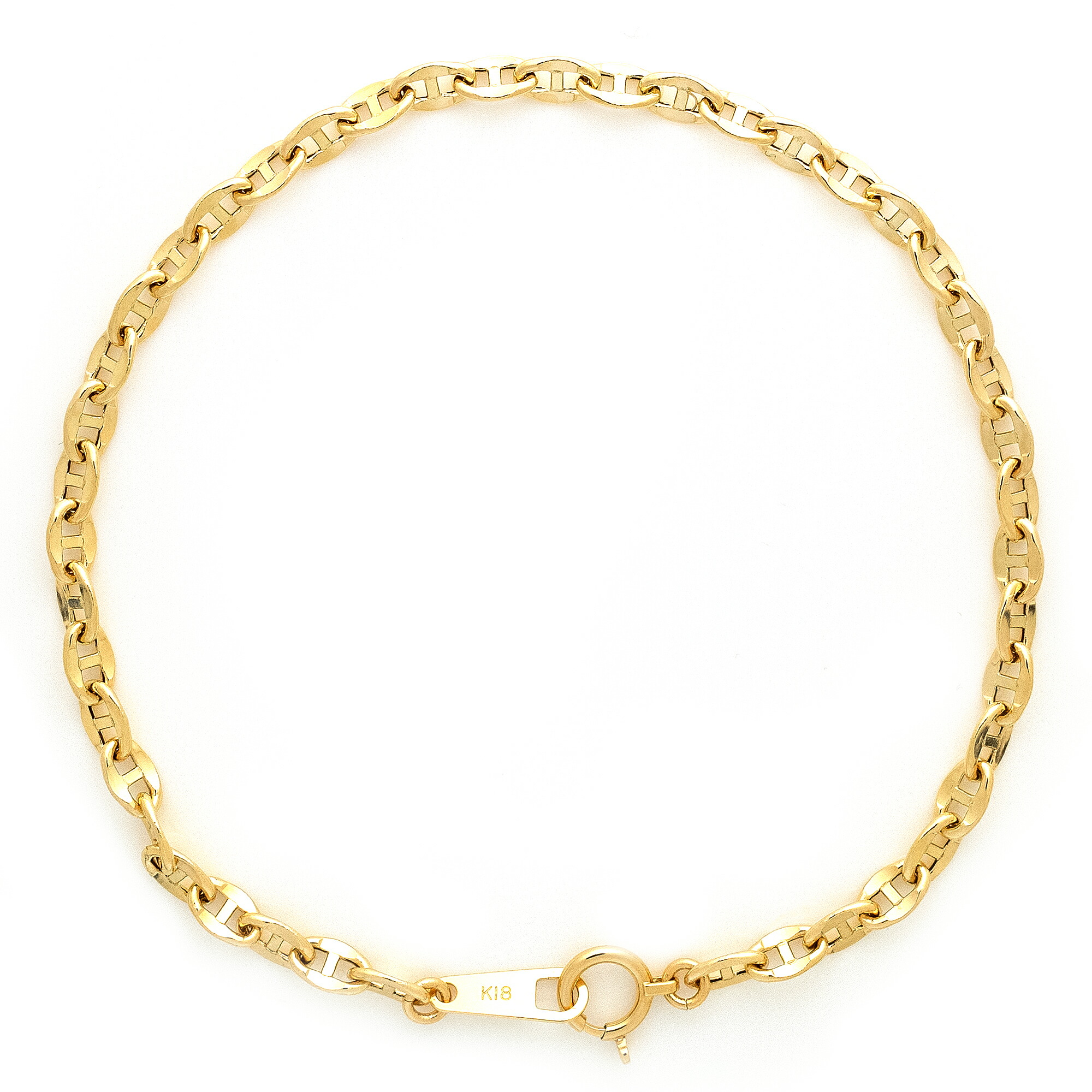 楽天市場】K18 K10 アンカーチェーン ブレスレット 幅3.3mm 長さ15cm