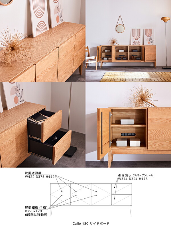 楽天市場】サイドボード キャビネット コンソール 幅180cm