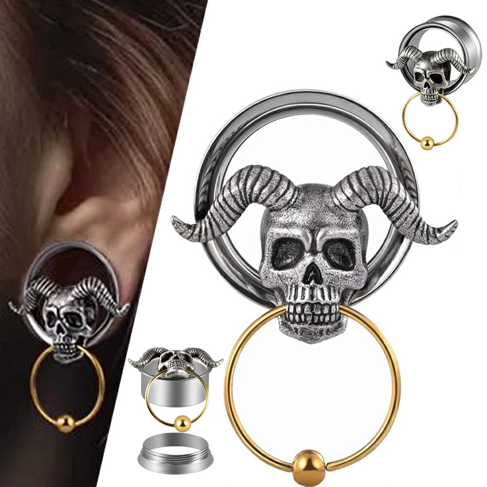 楽天市場】[0G 00G 12mm おもしろボディピアス] デビルスカルゴールド