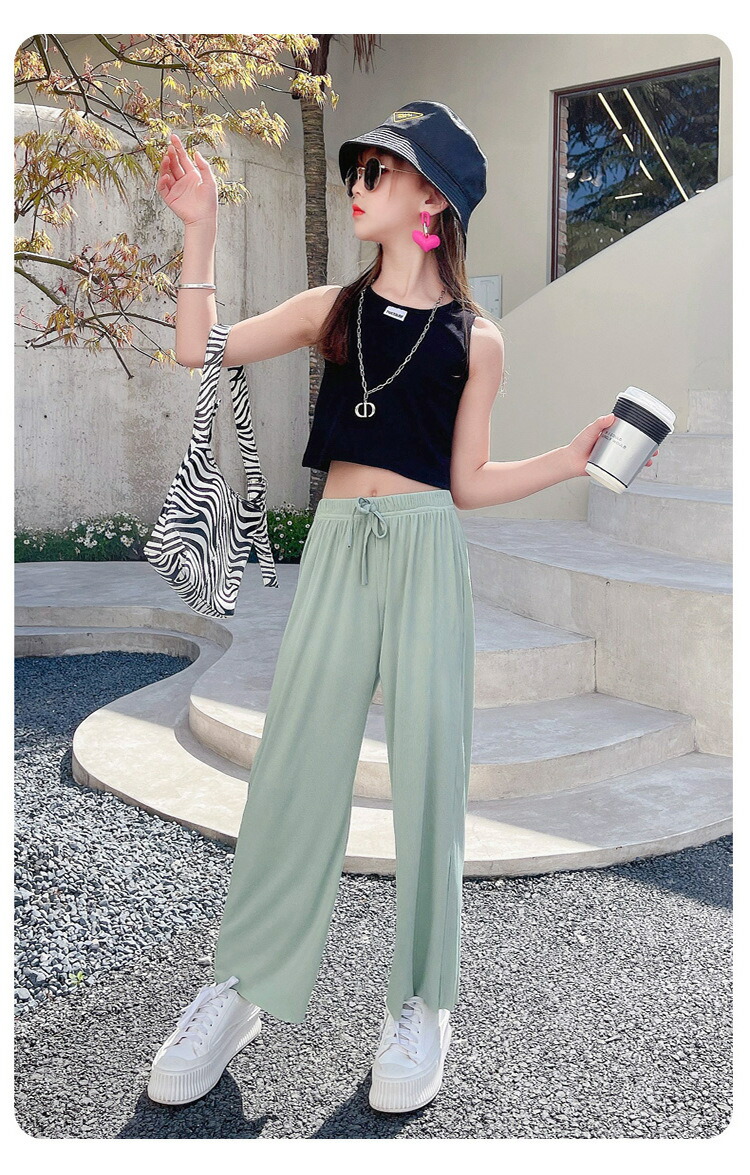 楽天市場】キッズ ワイドパンツ 女の子 ロングパンツ 夏 ひんやり 子供