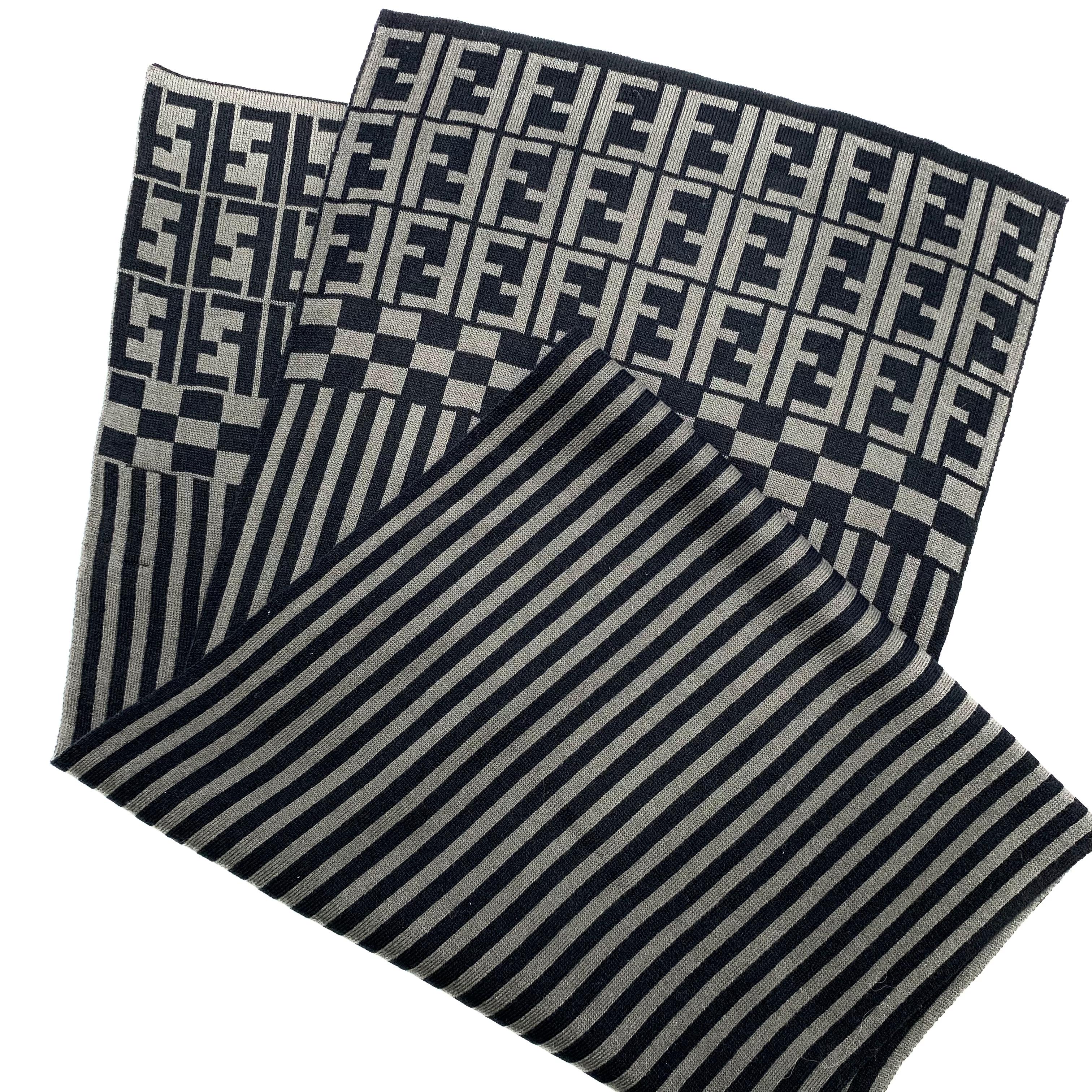 楽天市場】FENDI フェンディ マフラー ズッカ柄 グレー×ブラック タグ