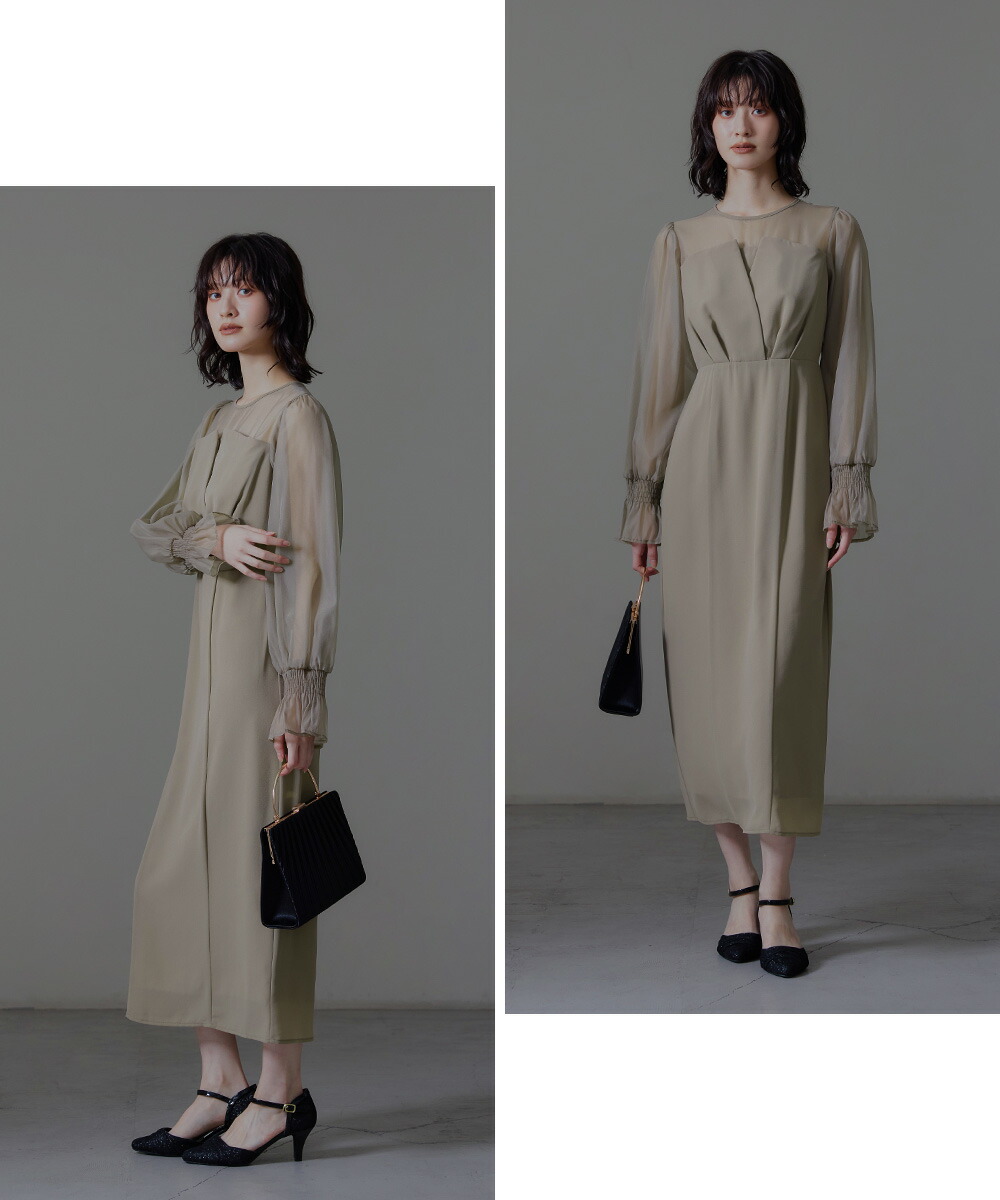 楽天市場】ビスチェ風ボリュームスリーブシフォンドレス パーティー