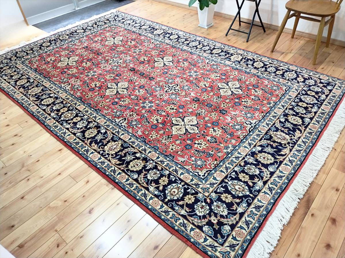 楽天市場】ペルシャ絨毯 【本物イラン産】 カシャーン産 オレンジ 幾何