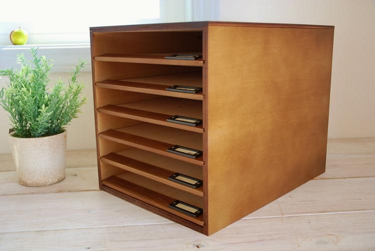 楽天市場】書類ケース レトロ 6段 ダークブラウン 木製 No.12 国産
