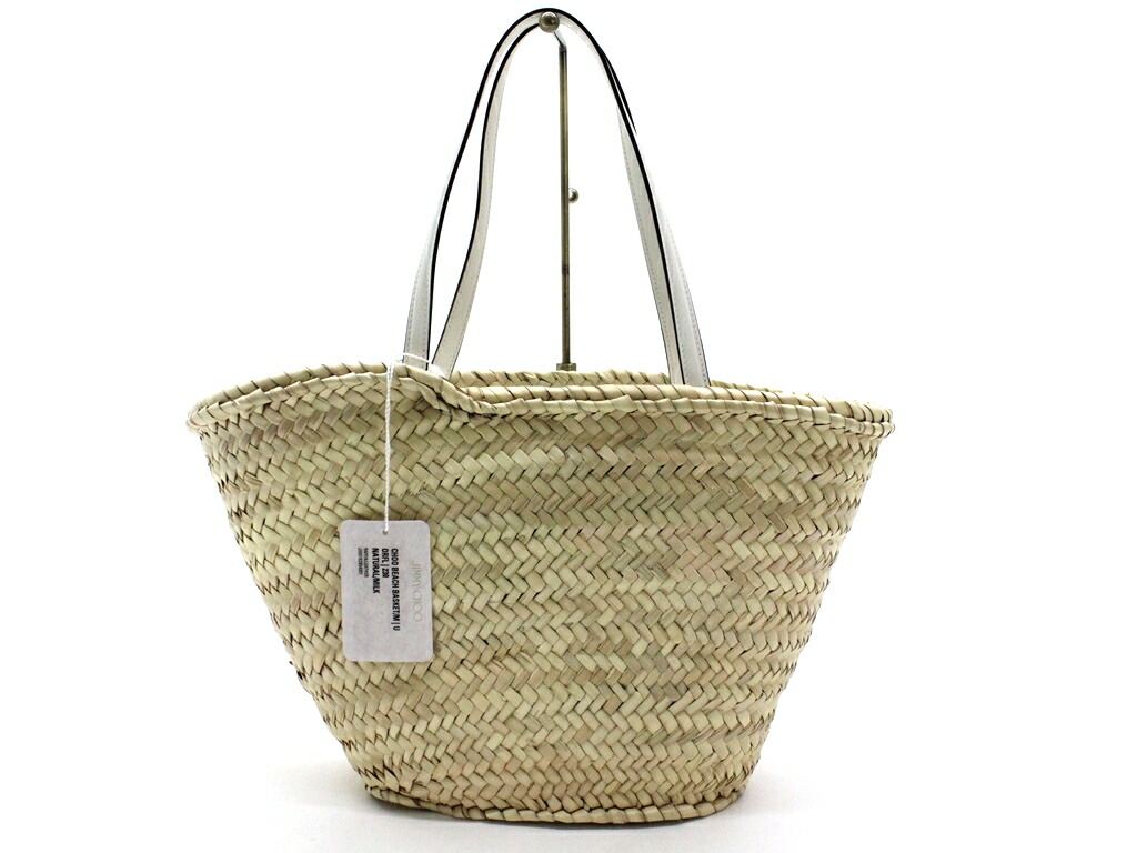 楽天市場】☆JIMMY CHOOジミーチュウ◇ロゴ入りレザー×ラフィアカゴ