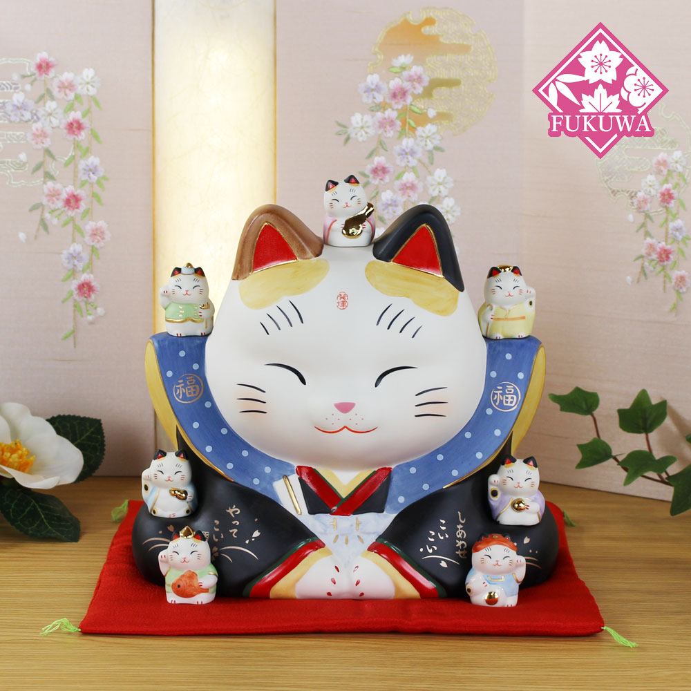 招き猫 約33cm 大きい 置物 工芸品 貯金箱 アンティーク 陶器 土人形