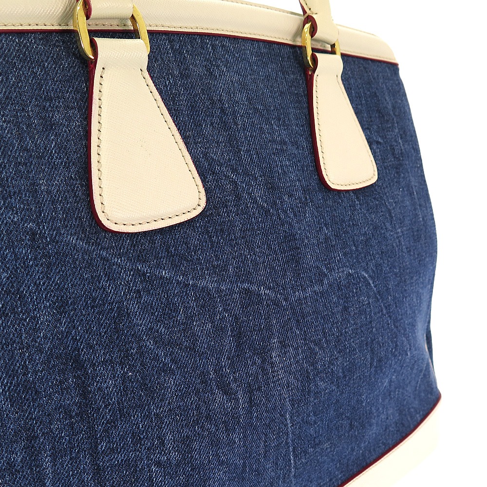 楽天市場】【中古】 プラダ デニム×サフィアーノ BN2441 ハンドバッグ