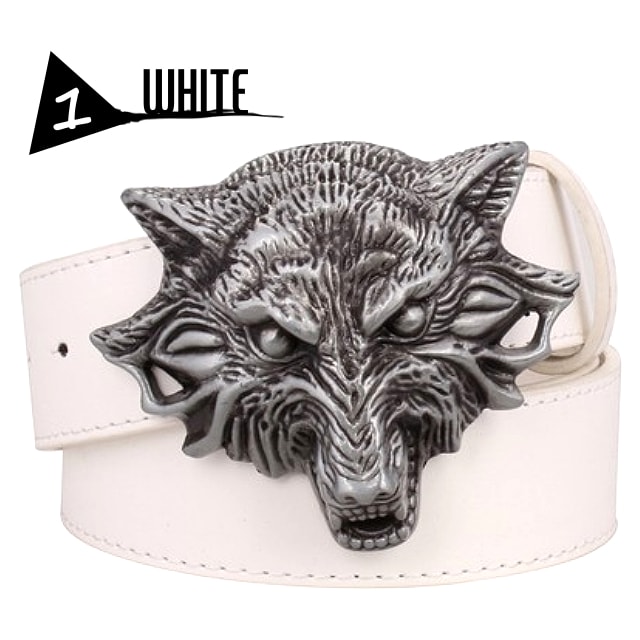 楽天市場】全3色![Wolf Head Metal Buckle PU Leather Belt] ウルフ