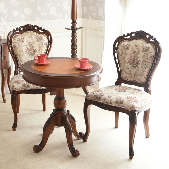 楽天市場】テーブル 2人用 アンティーク 調 ダイニング チェア 丸 円