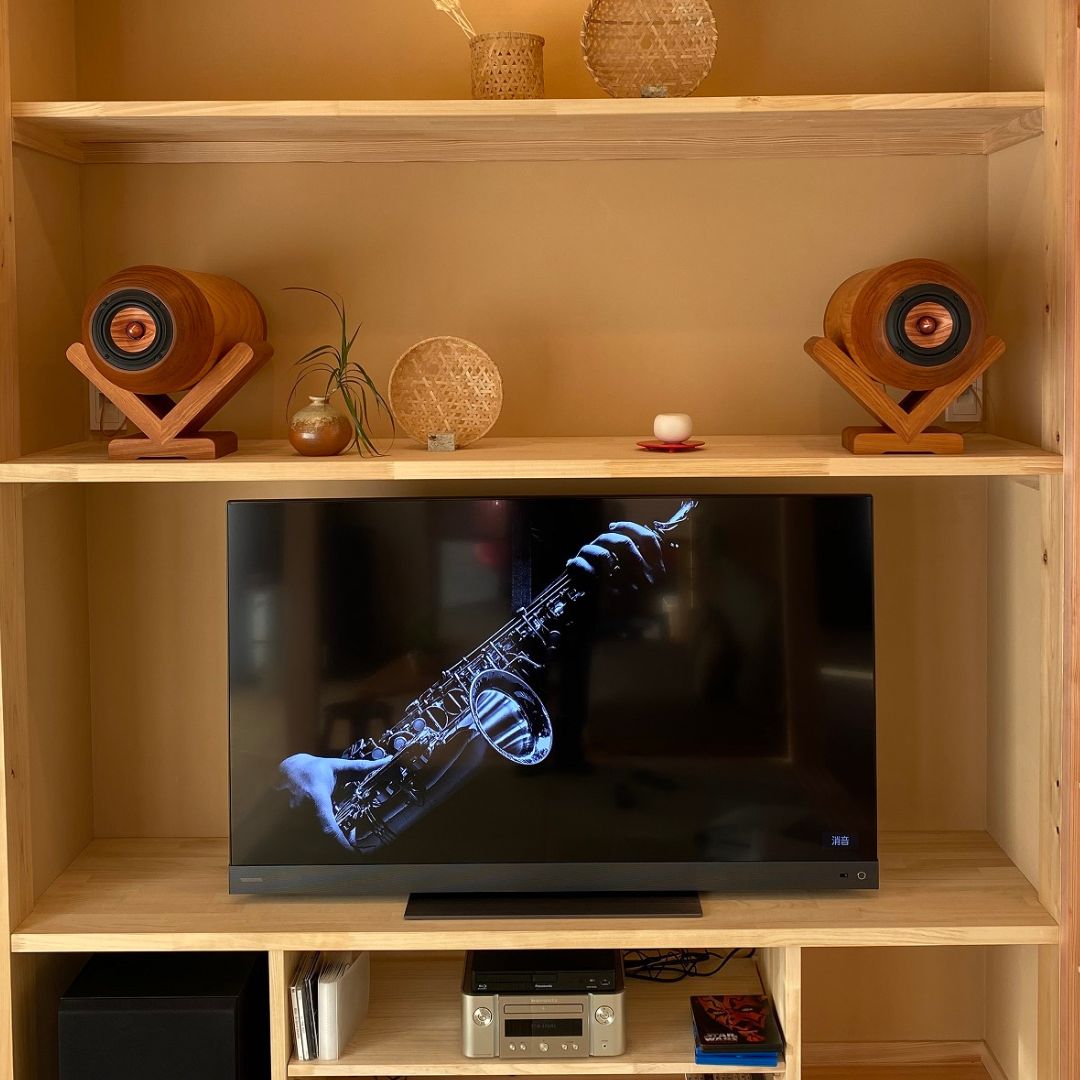 楽天市場】欅 無垢材 回折型 木製スピーカー ペア｜ 音蔵 F-08P01W