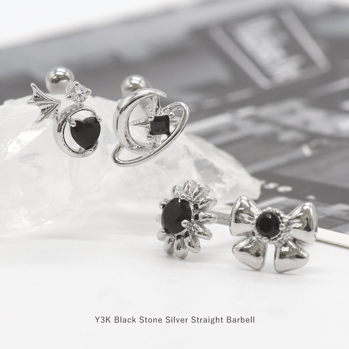 楽天市場】ボディピアス 16G Y3K ブラックストーン シルバー