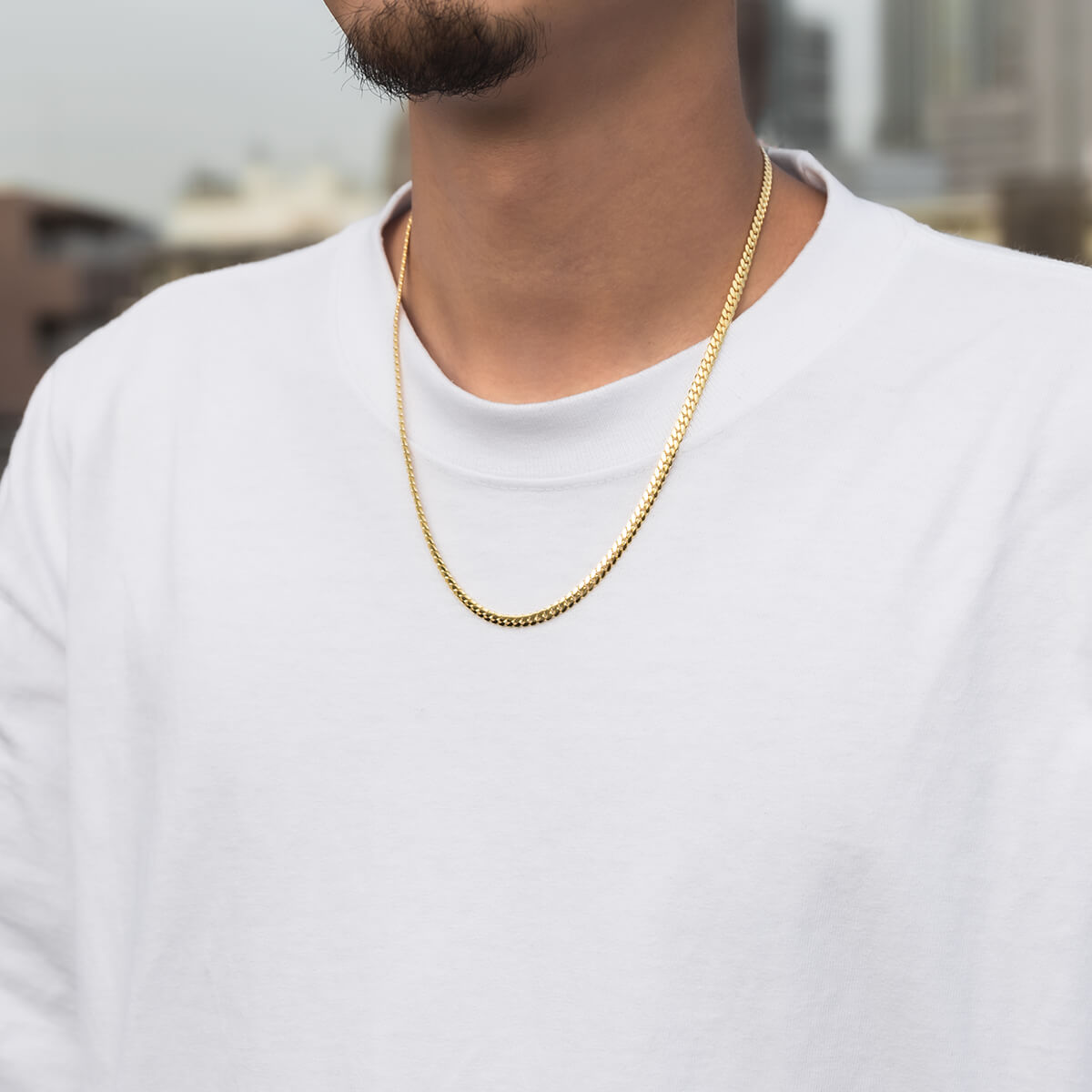 楽天市場】10K イエローゴールド マイアミネックレス 幅4mm 45cm-55cm