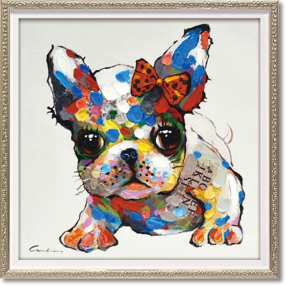 楽天市場】絵画 オイル ペイント アート「ベビードッグ（Sサイズ