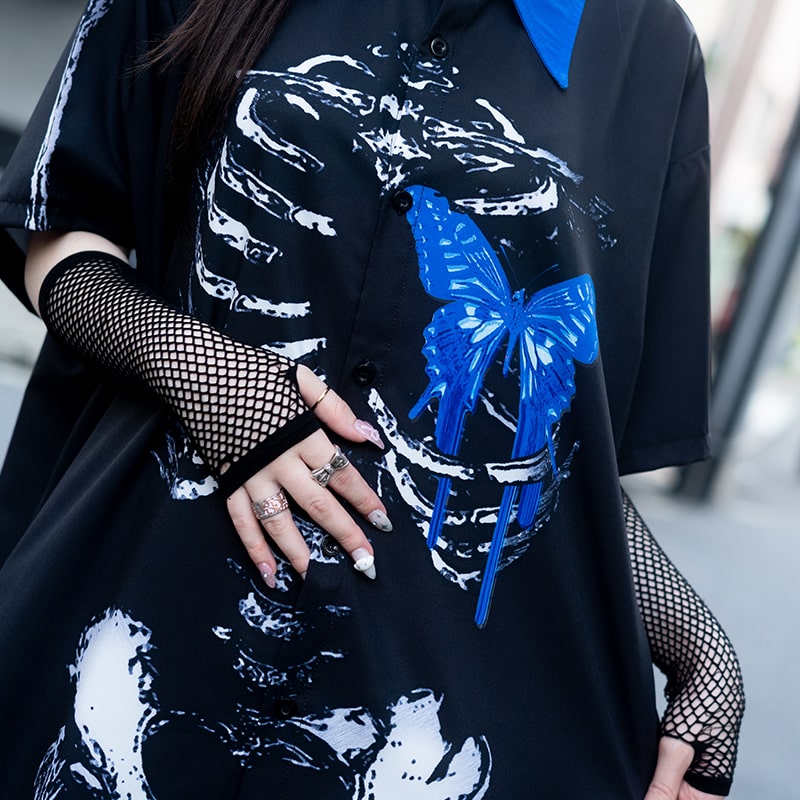 楽天市場】[半袖]タレバタフライ シャツ パンク ロック V系