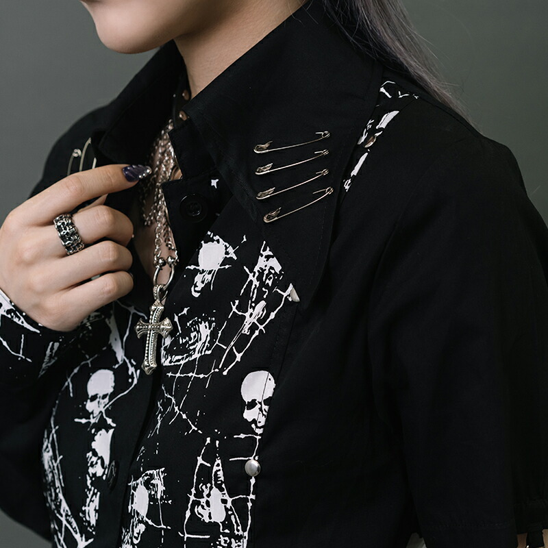 楽天市場】スカルシャツ 長袖 パンク ロック ファッション V系
