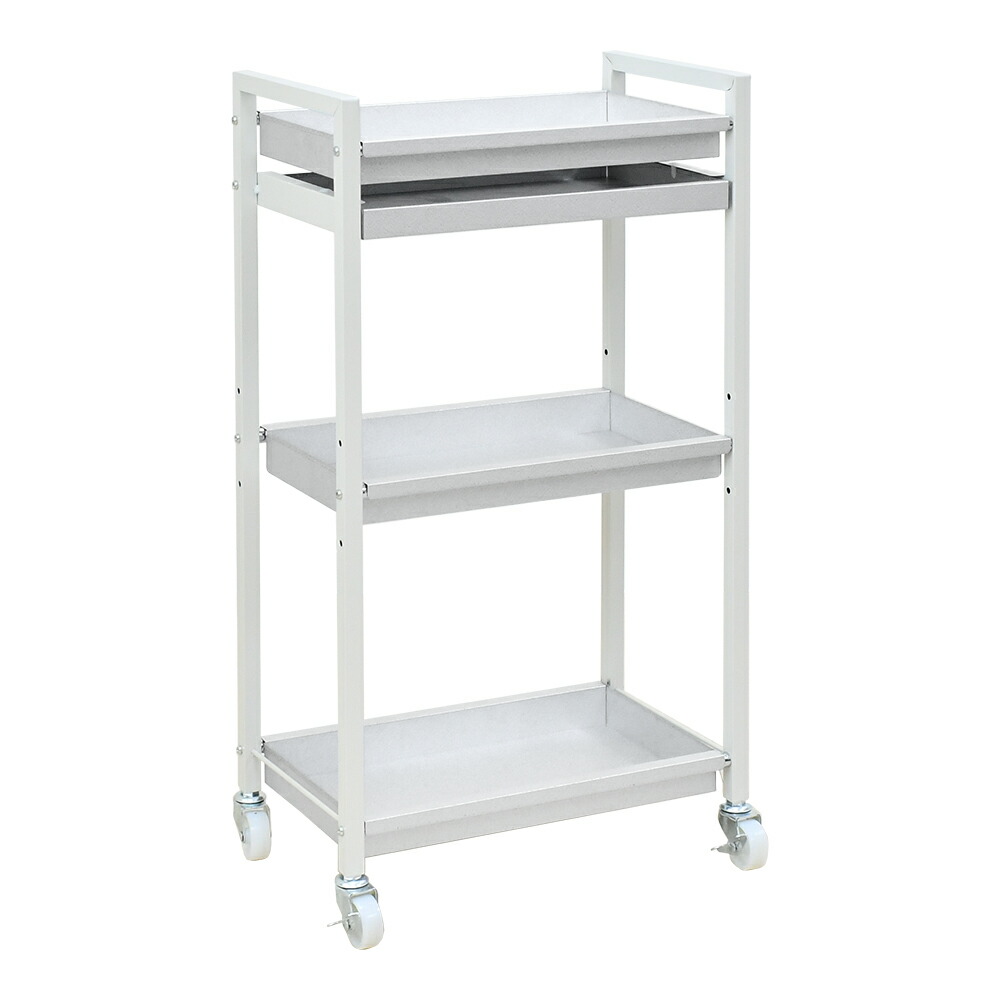 楽天市場】キャスター付き 取手付き 引出し付きトレーワゴン 3段