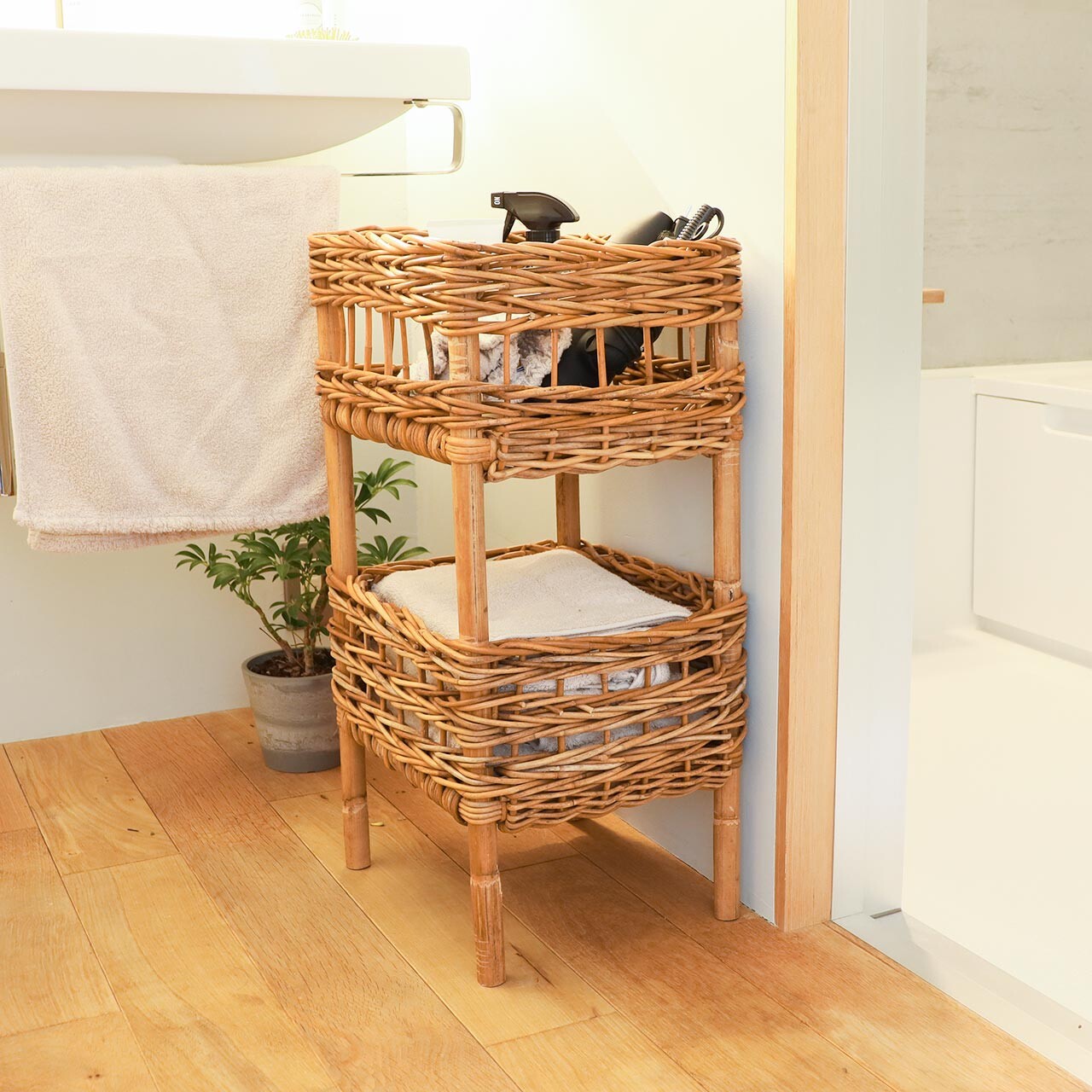楽天市場】ラタン ランドリーワゴン ランドリーバスケット 2段 収納