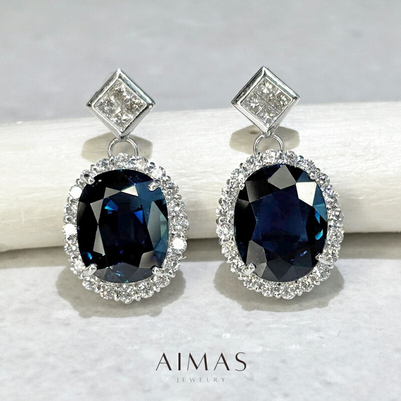 楽天市場】【ｾｰﾙ】ブルーサファイア 3.31ct/2.65ct ピアス PT900/K18WG