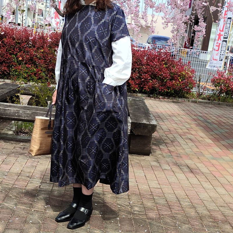 楽天市場】着物 リメイク【オーダー】スクエアネックタックワンピース