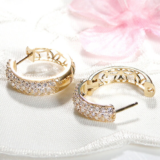 楽天市場】K18YG/WG【0.80ct】ダイヤモンド フープ ピアスダイヤ