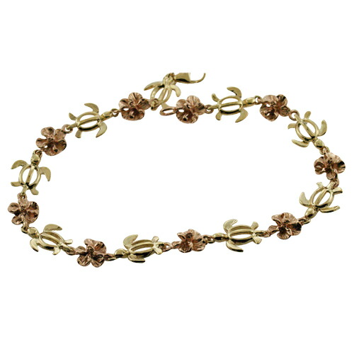 楽天市場】ハワイアンジュエリー ブレスレット 14k ゴールド 2トーン