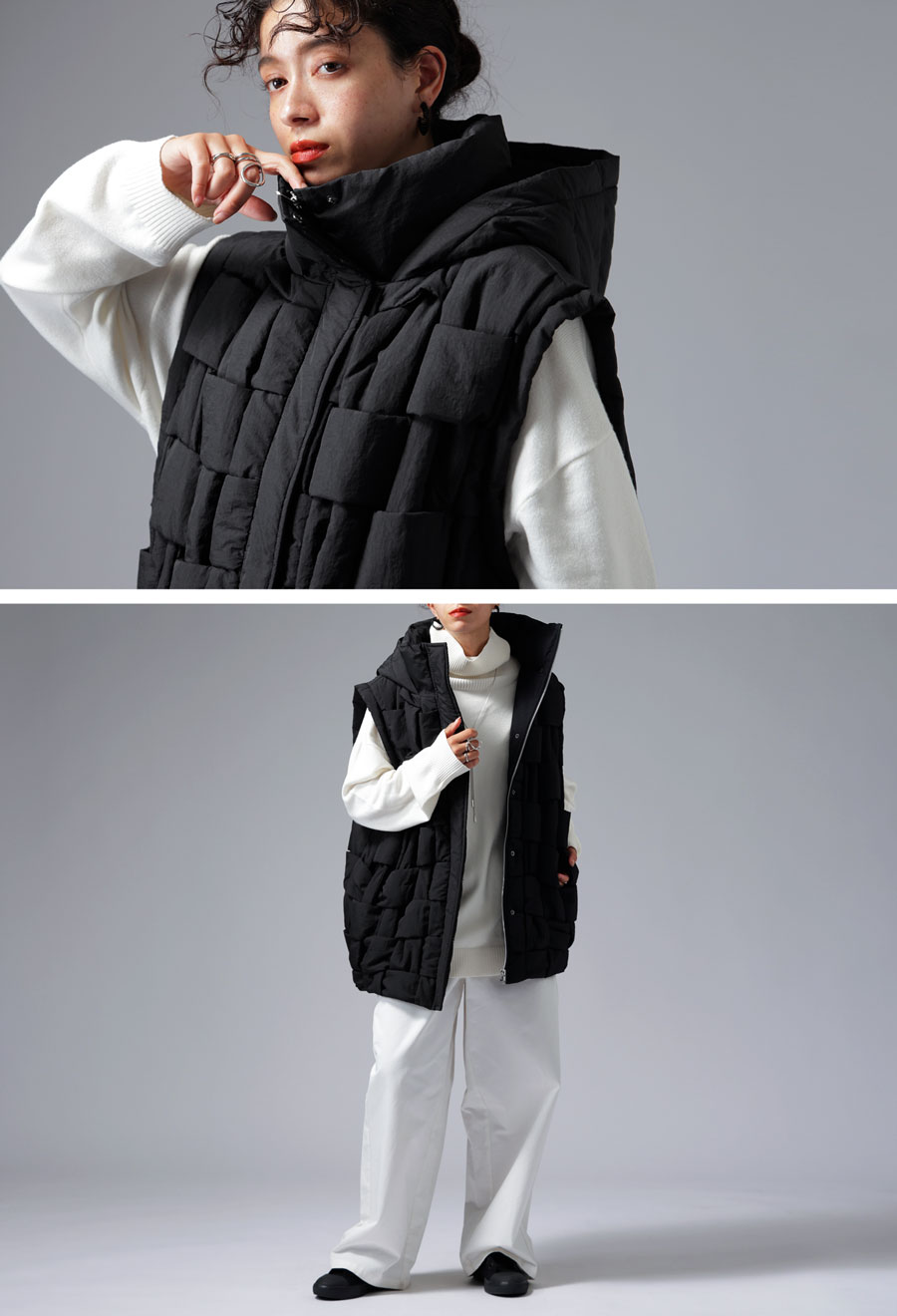 楽天市場】ダウンのような暖かさ ブロック編みベスト レディース 送料