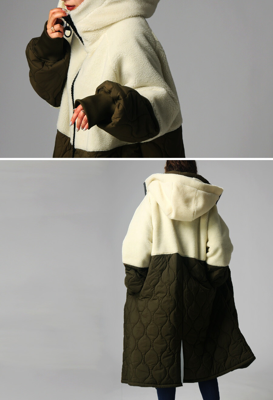 楽天市場】ビッグファスナー ロングコート レディース ボアアウター