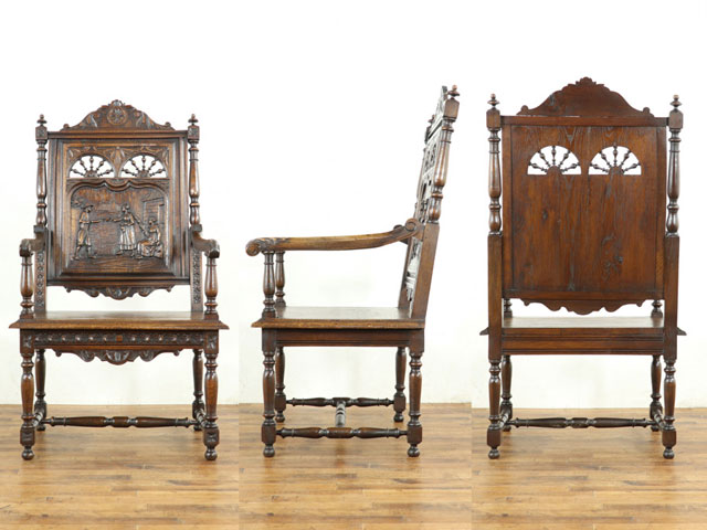 楽天市場】アンティークアームチェア 肘掛け椅子 美しいデザインと彫刻