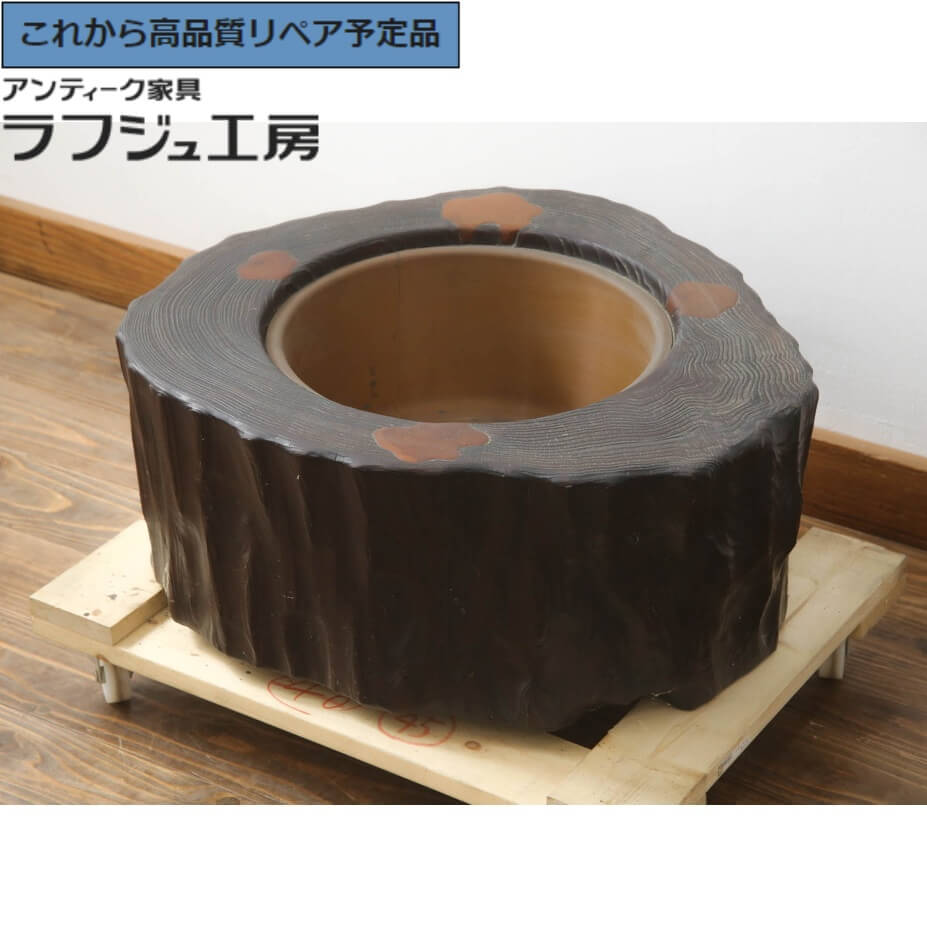 楽天市場】☆事前問合せ必須☆ 和製アンティーク くり抜き火鉢 桐材 銅
