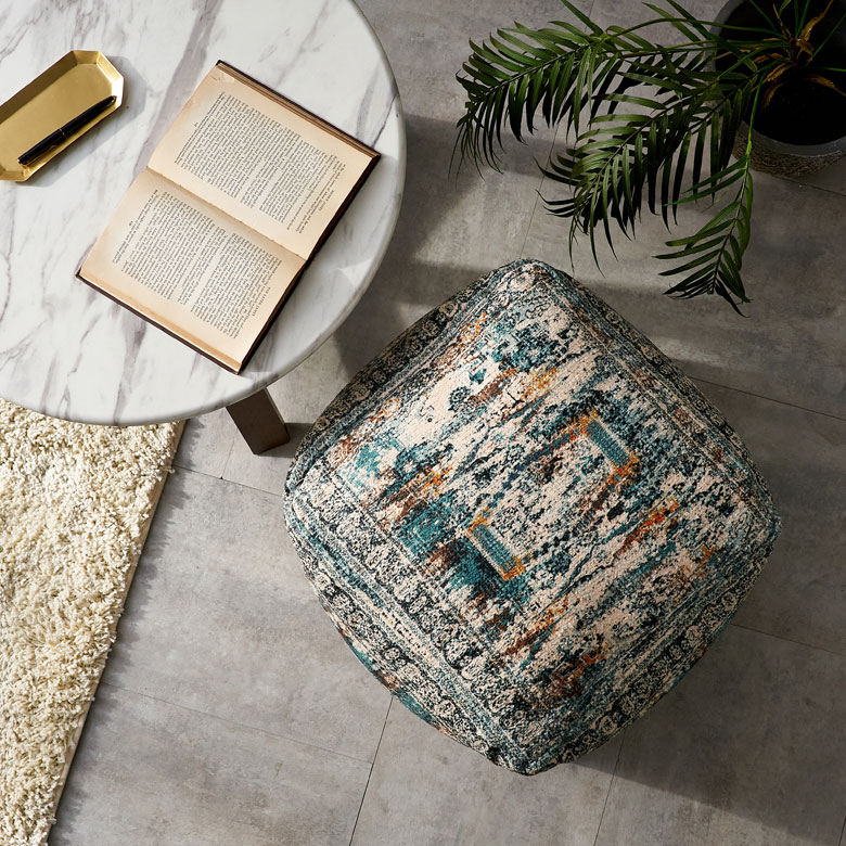 楽天市場】プフ クッション オットマン スツール オールドキリム風