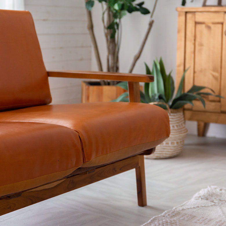 楽天市場】ソファ 2人掛け 本革 木 幅 125cm キャメル ブラウン レザー