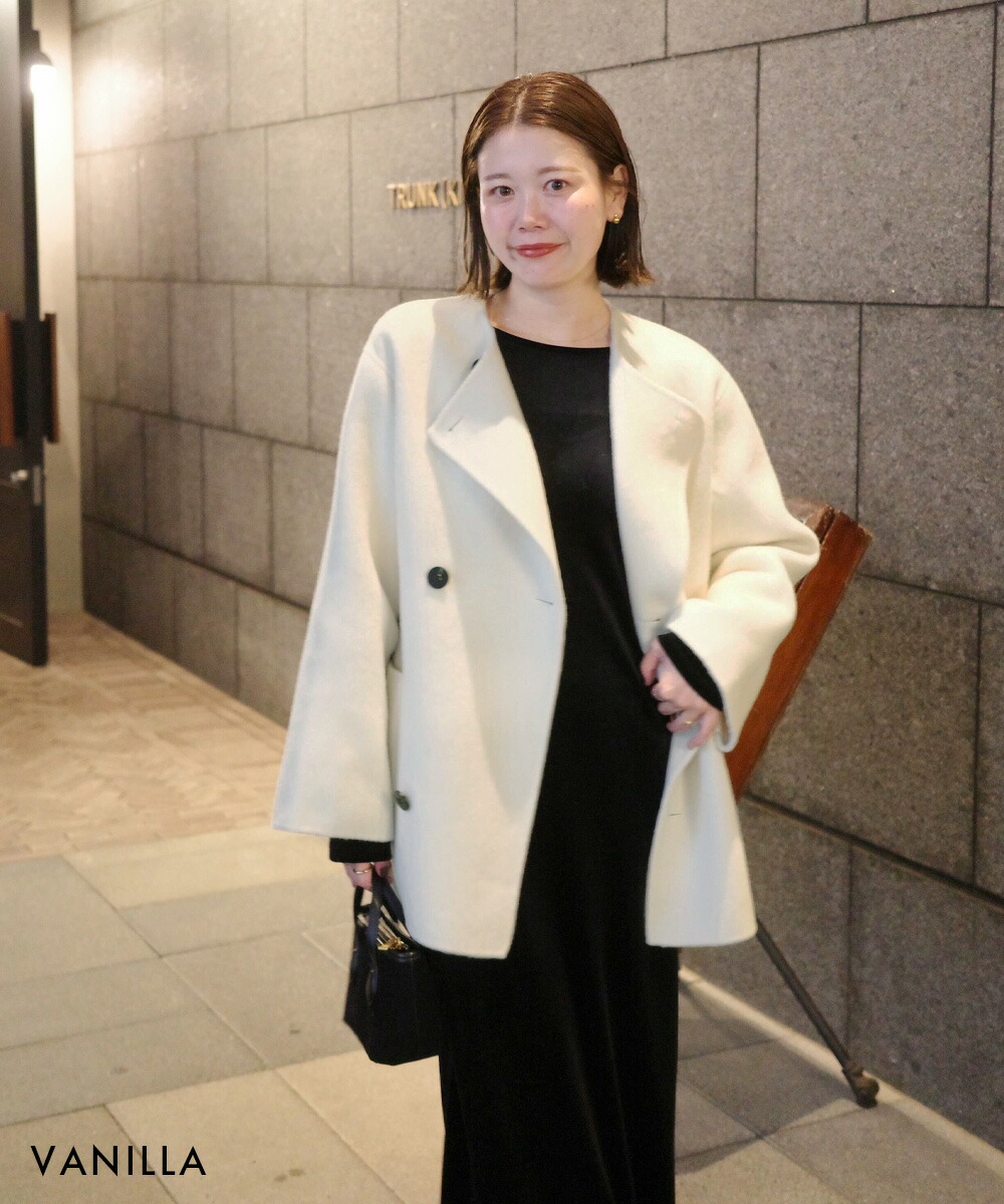 楽天市場】ノーカラー2WAYリバーミドルコート｜アウター ノーカラー