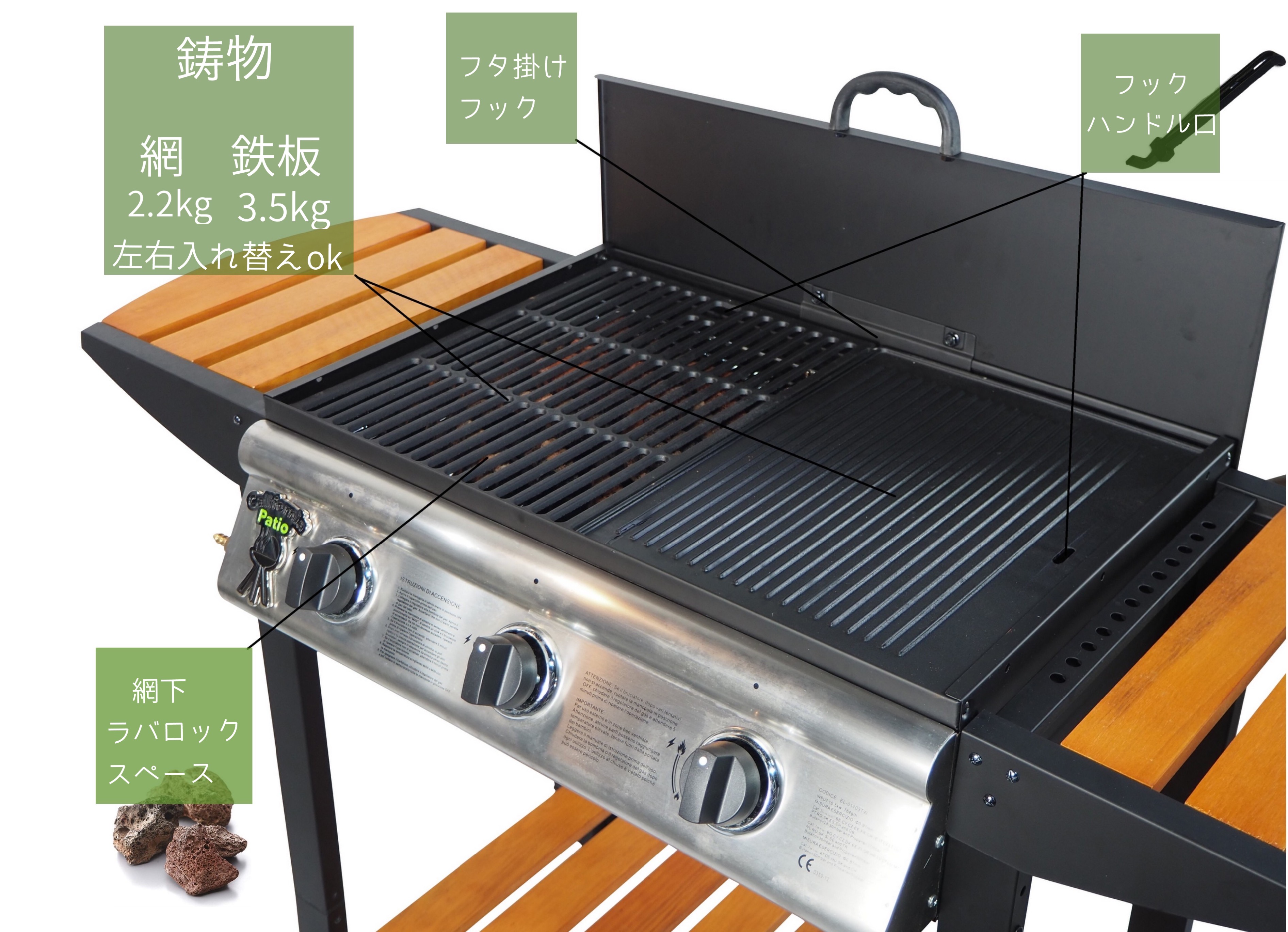 楽天市場】【屋外専用】LPガス BBQグリルグランディ GRANDY