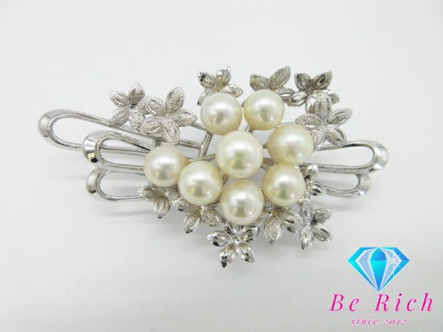 リ*ン様 本真珠 パールブローチ 帯留め SILVER950 アコヤ本真珠