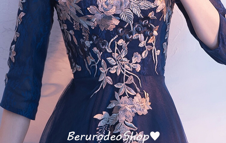 楽天市場】チャイナドレス ネイビー 30代 40代 刺繍 キレイめ ロング