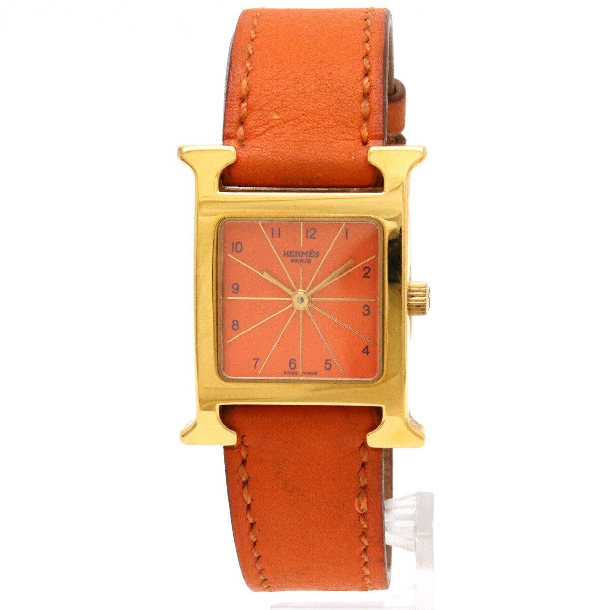 楽天市場】【ウォッチ】HERMES エルメス Hウォッチ オレンジ文字盤 GP