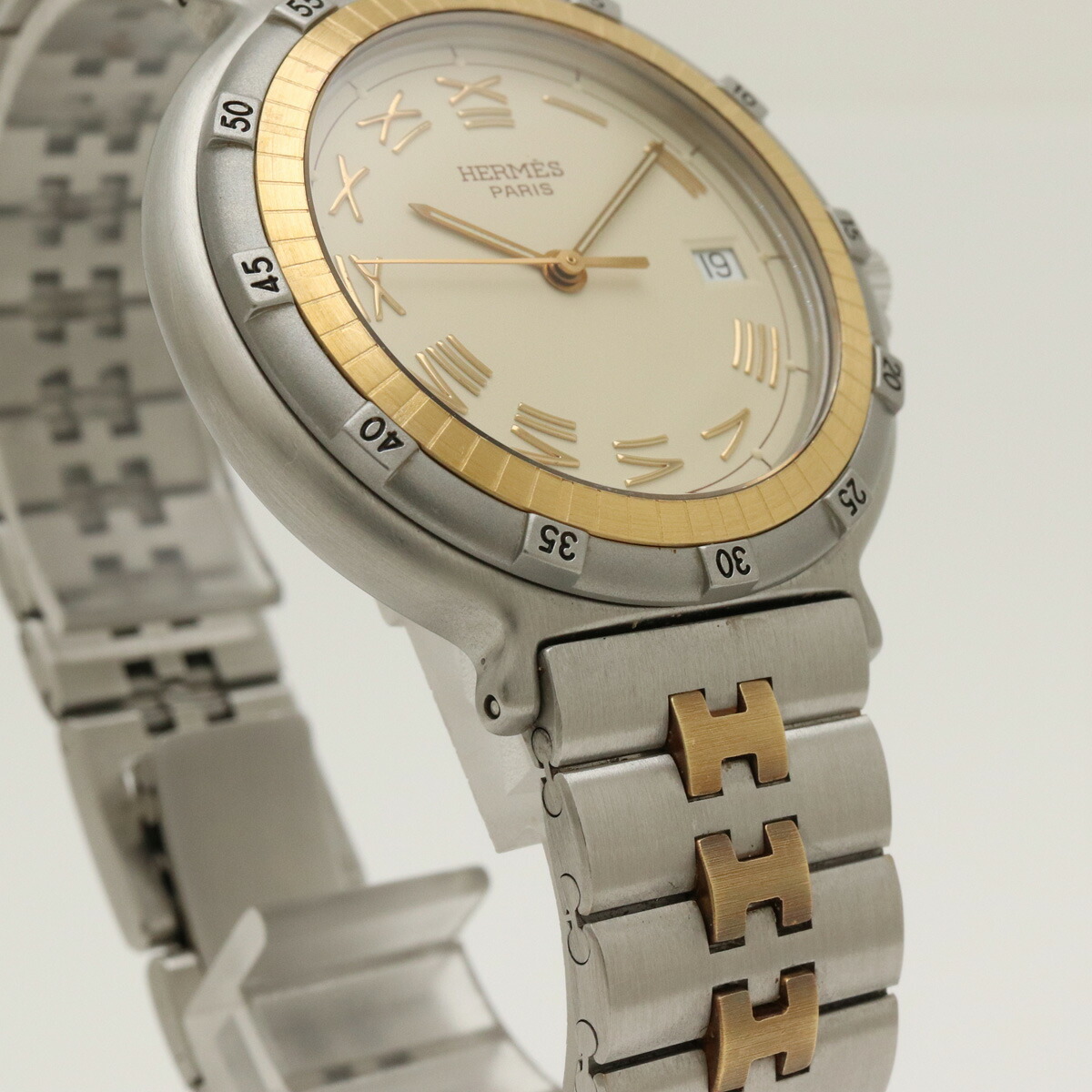 楽天市場】HERMES エルメス キャプテンニモ デイト アイボリー文字盤