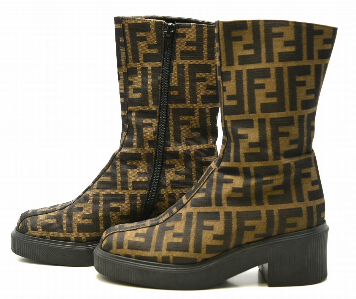 楽天市場】【靴】FENDI フェンディ ズッカ柄 ブーツ ショートブーツ