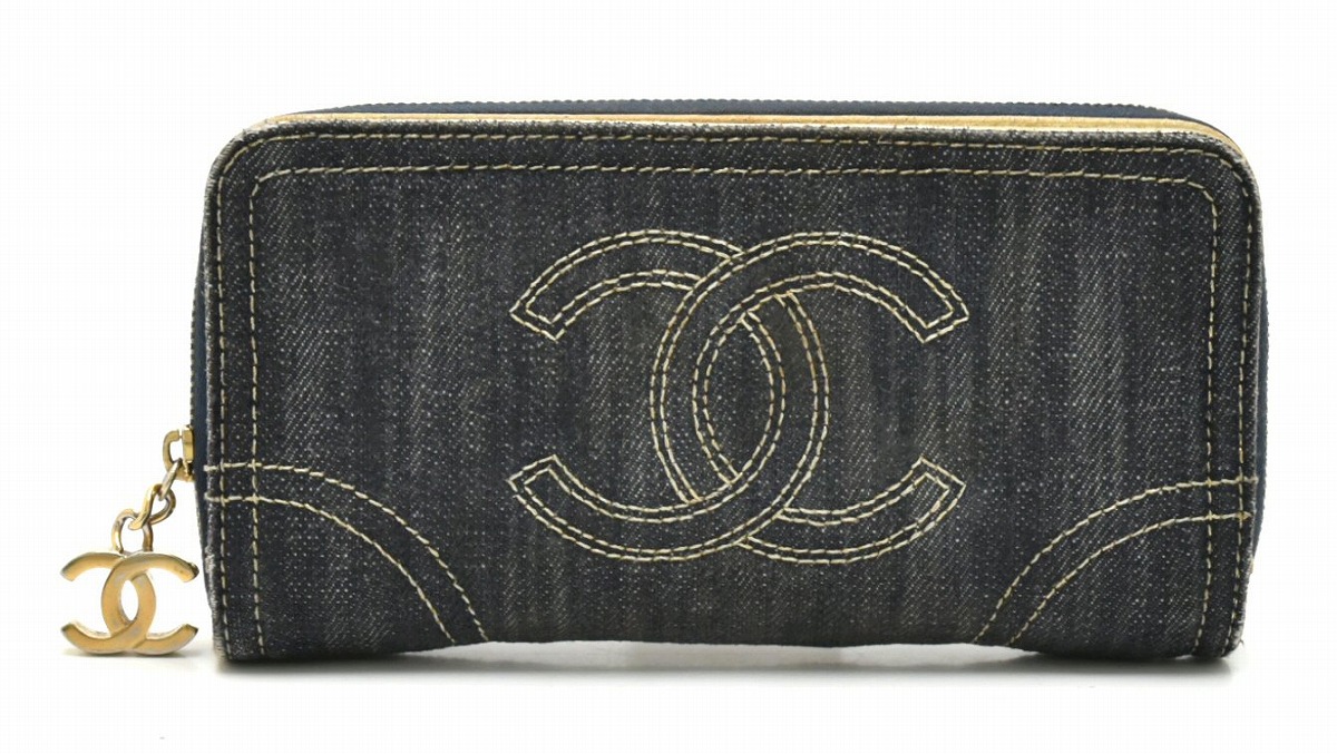 楽天市場】【財布】CHANEL シャネル スパークリングデニム ラウンド