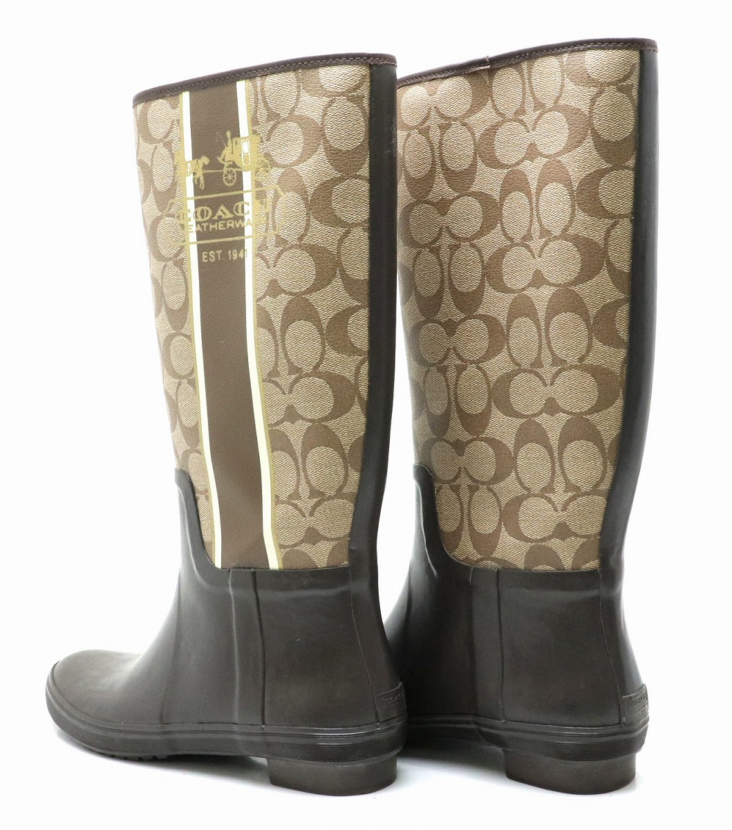 楽天市場】【靴】COACH コーチ シグネチャー レインブーツ 長靴 PVC