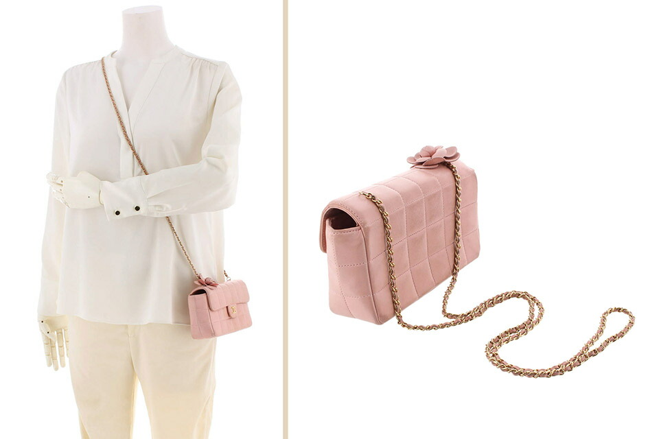 楽天市場】シャネル CHANEL カメリア チョコバー チェーンショルダー