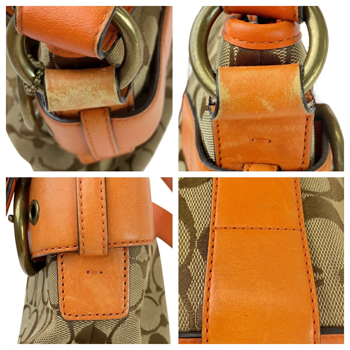 楽天市場】COACH コーチ シグネチャー オレンジ ベージュ ゴールド金具