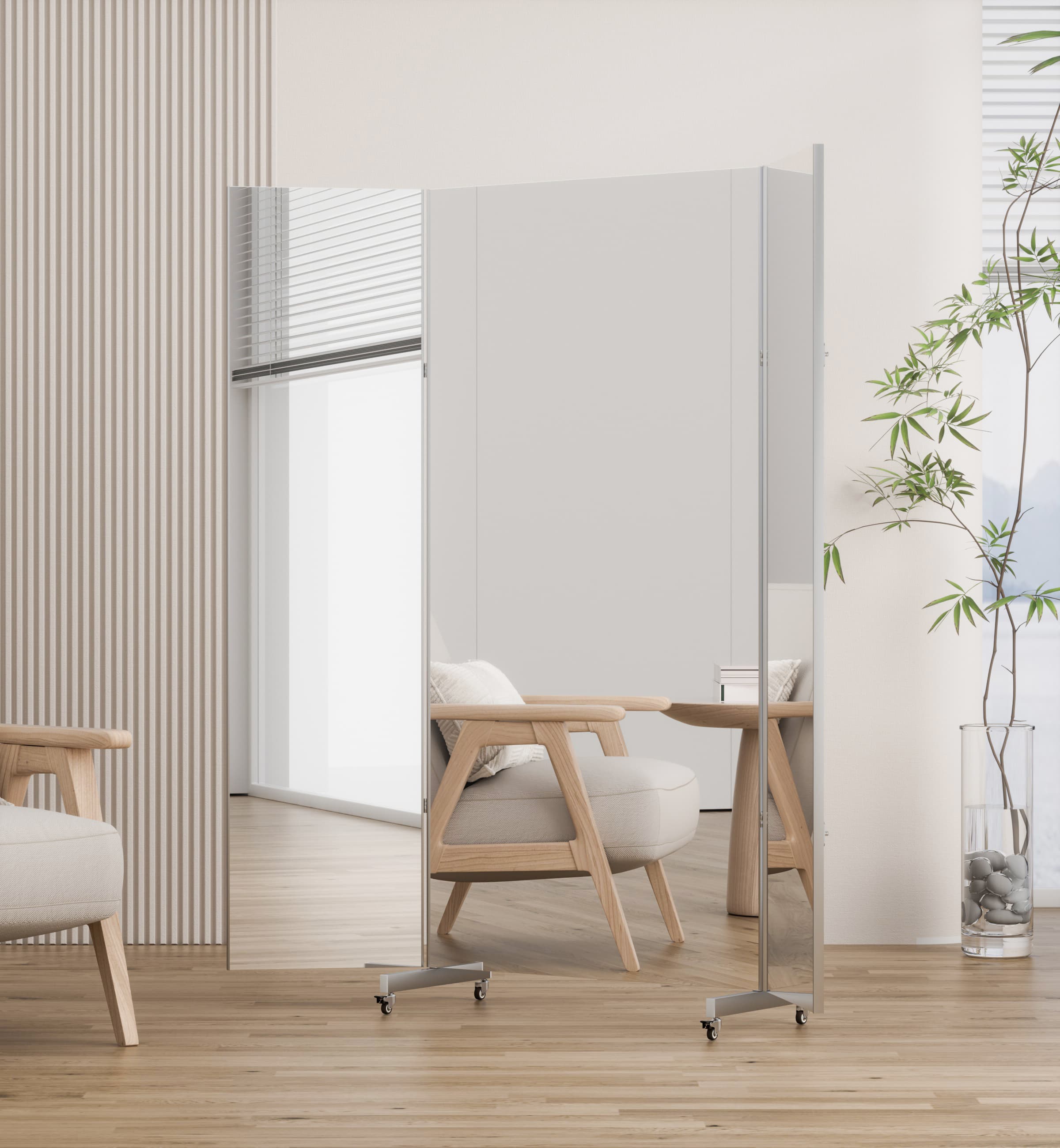 中古】ダンスミラー 割れない鏡 幅100x160cm 姿見 白色 81番 中古