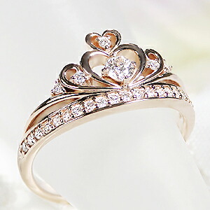 楽天市場】K18PG【0.28ct】ダイヤモンドティアラリング【無色透明】【H