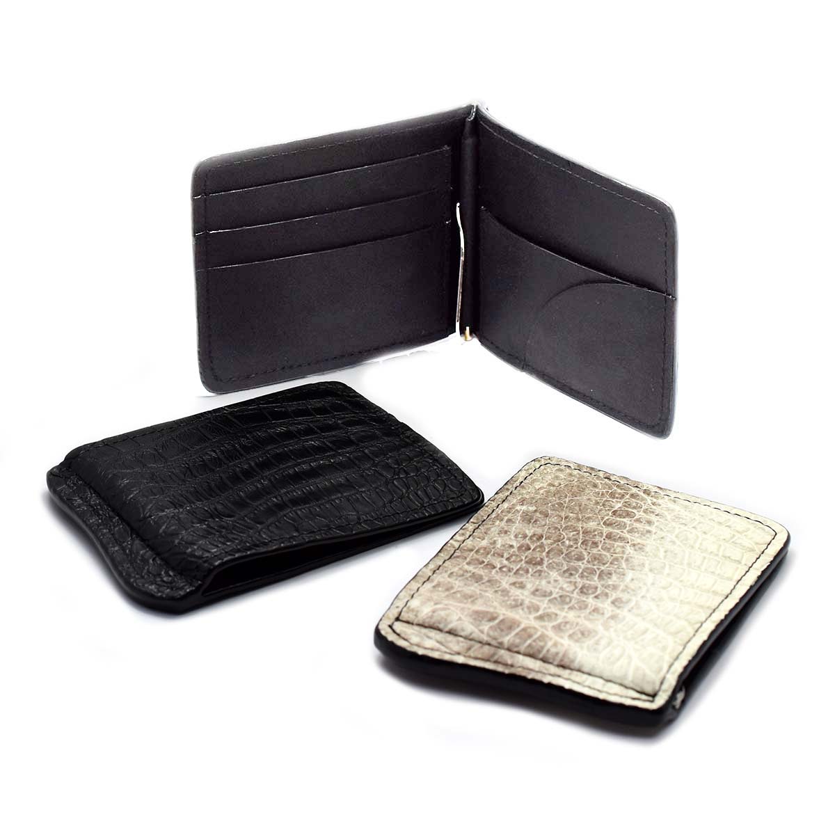 楽天市場】ワニ革 二つ折り財布 メンズ マネークリップ カード