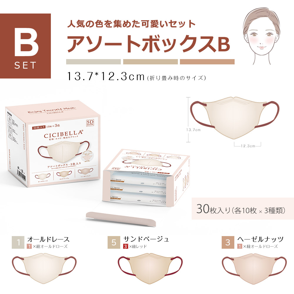 楽天市場】【春新作】5Dマスク アソートボックス 30枚 30枚×1箱 小顔
