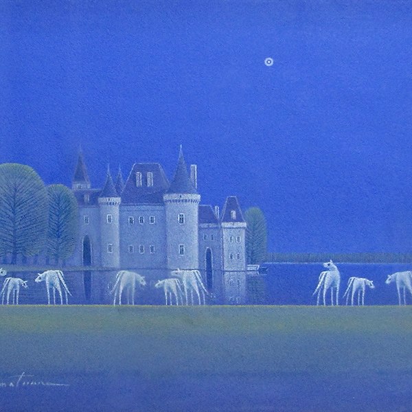 楽天市場】油彩画 松浦敬文 「水辺の城」 F6号 油絵 額入り 風景画