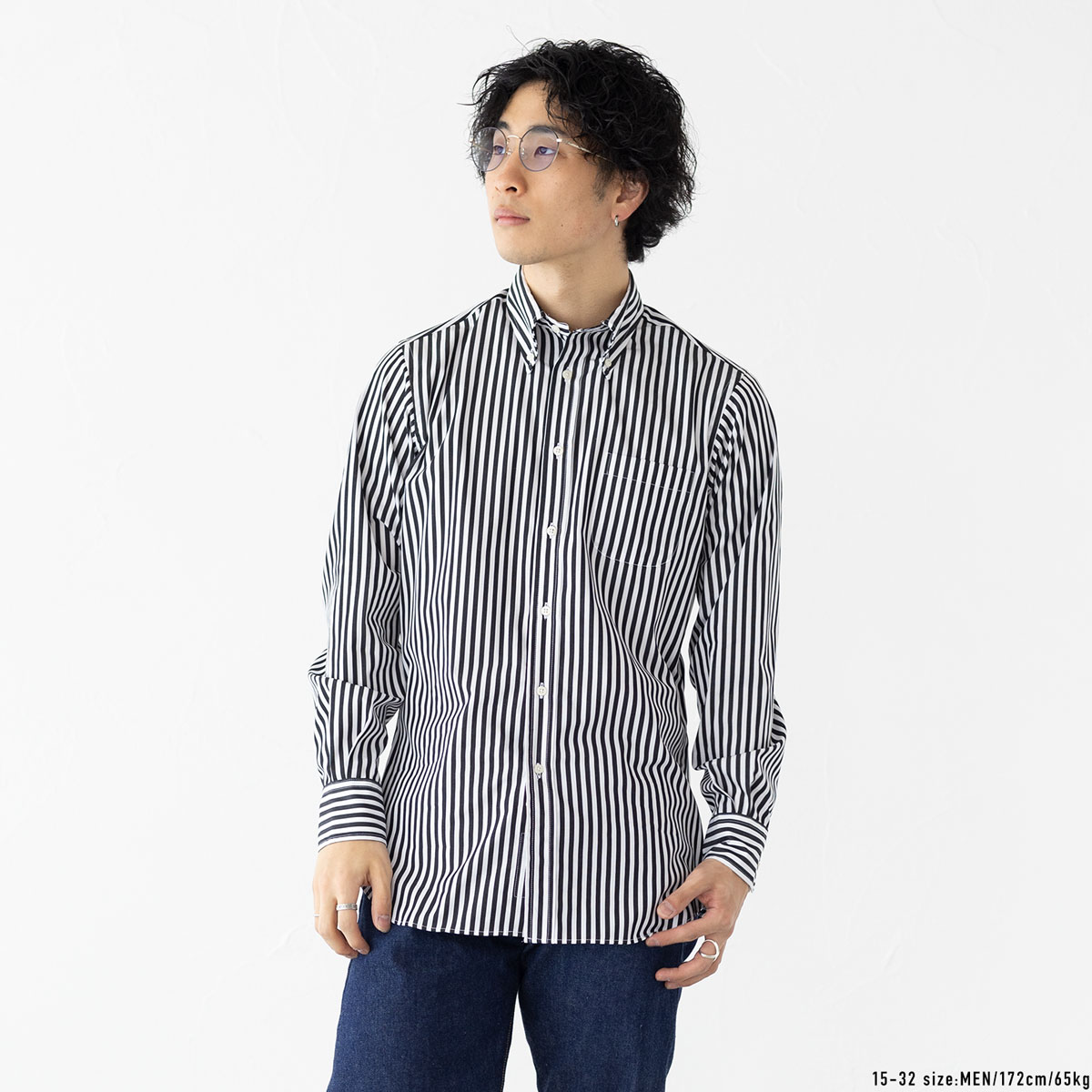 楽天市場】インディビジュアライズドシャツ バーバーストライプ ボタン