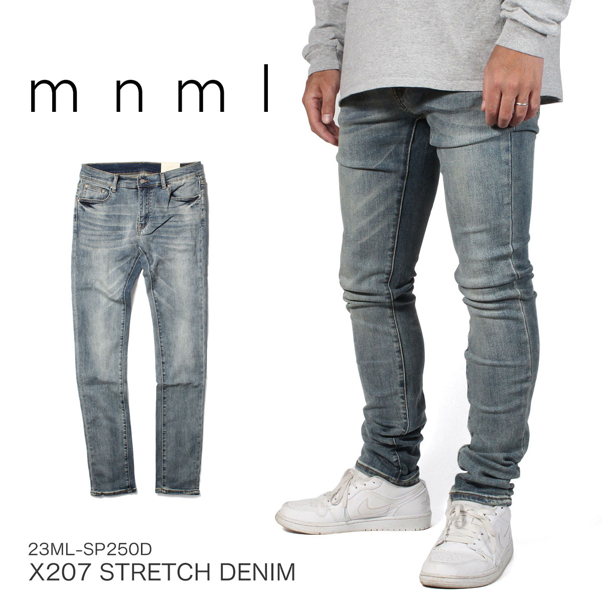 楽天市場】【20%OFF】 mnml ミニマル X207 STRETCH DENIM BLUE