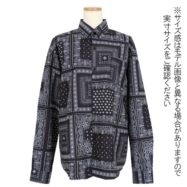 楽天市場】【送料無料】 柄シャツ ペイズリー柄 バンダナ柄 長袖シャツ